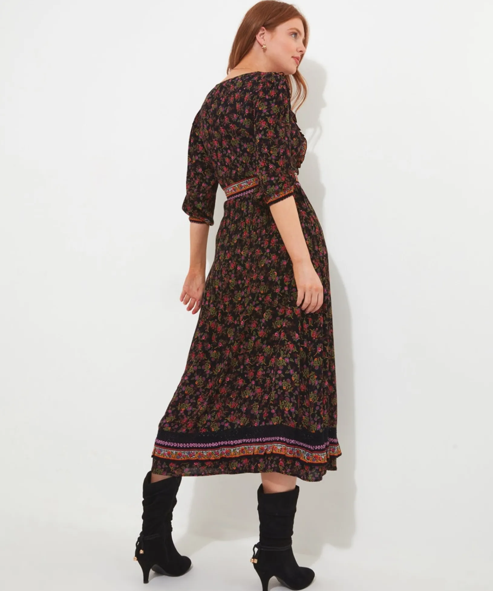 autumn_walks_printed_dres_3.webp Shop Women's Collection | Maxi Dresses | Boho Dresses | Dresses | Sale Dresses | Top Picks | Top Picks | Top Picks | Women's | Women's Joe Browns Autumn Walks Printed Dress Black