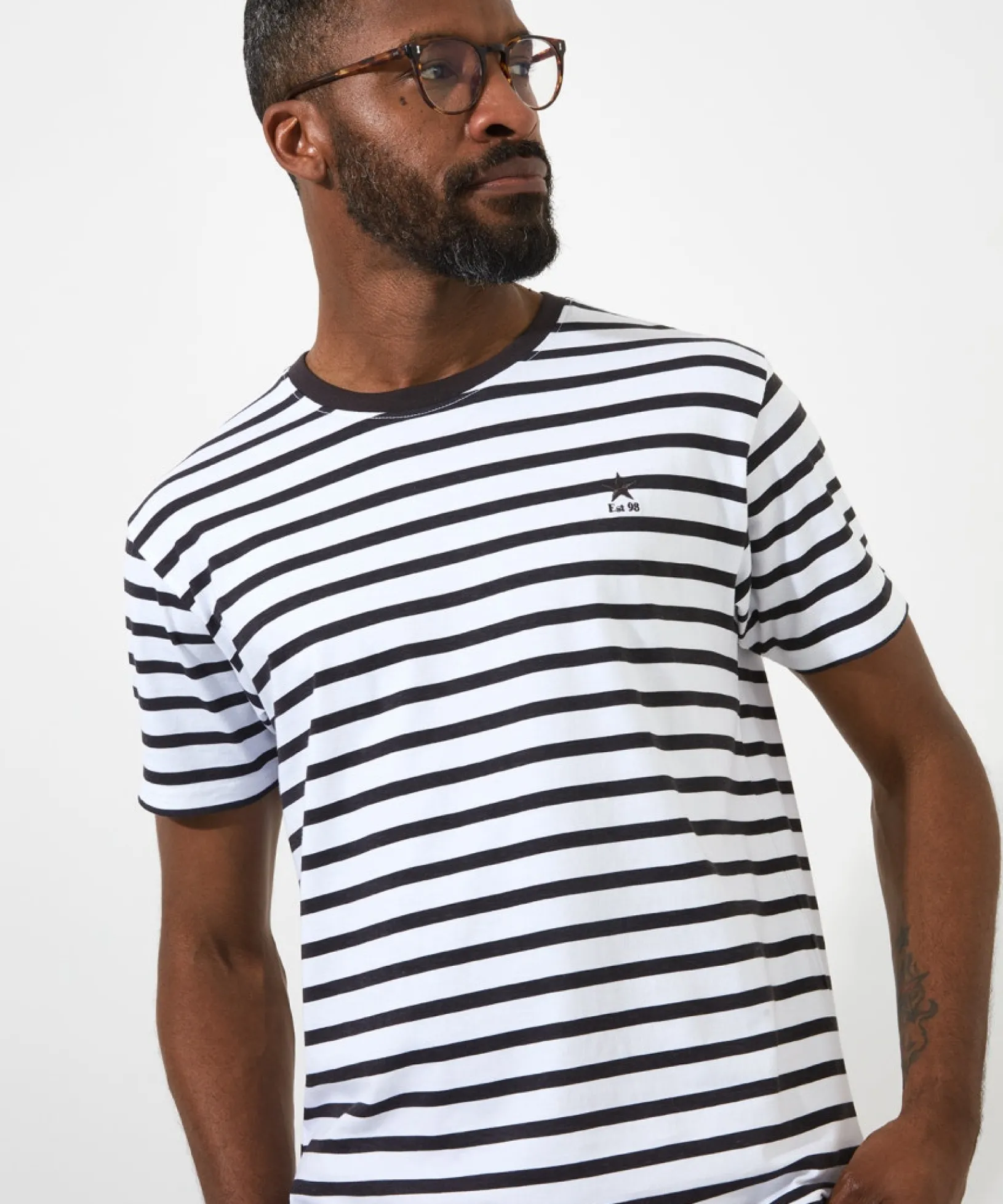 beyond_basic_stripe_tee_0.webp Shop Men's Collection | Plain Tops & T-Shirts | Layering Essentials | Tops & T-Shirts | Top Picks | Top Picks | Men,s | Men,s Joe Browns Beyond Basic Stripe Tee White/Charcoal