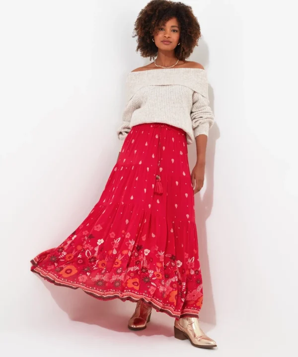 Skirts | Sale Skirts | Women's | Women's Joe Browns Border Print Skirt Red
