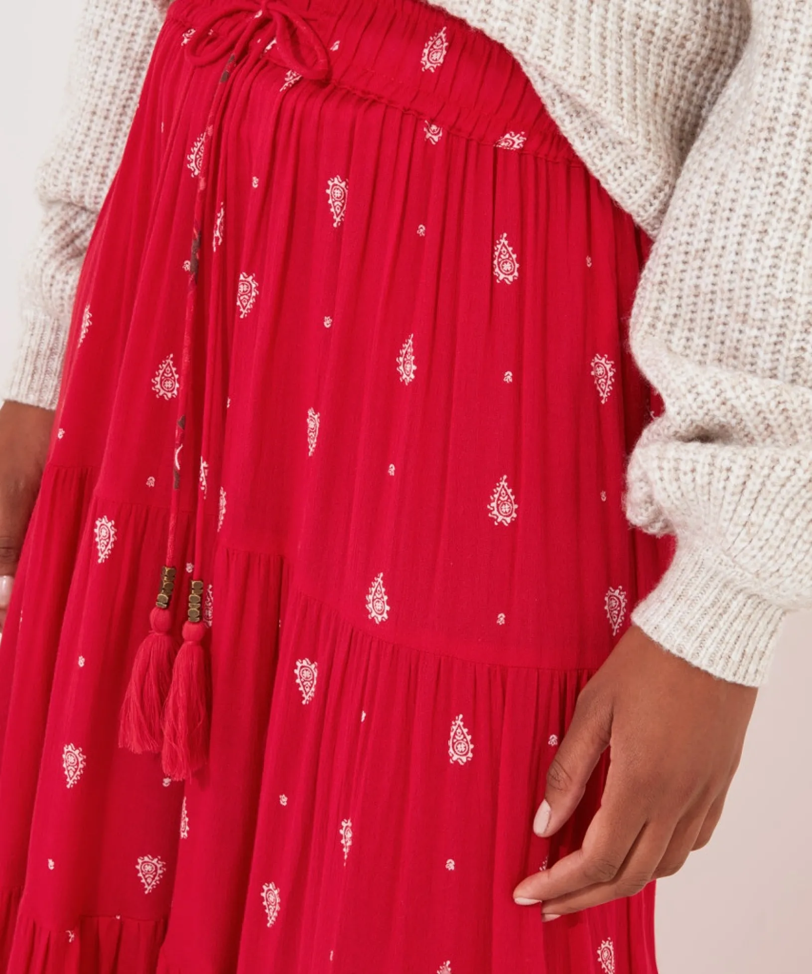 border_print_skirt_5.webp Skirts | Sale Skirts | Women's | Women's Joe Browns Border Print Skirt Red