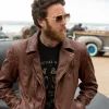 Shop Men's Collection | Leather Jackets | Top Picks | Men，s Joe Browns Burner Leather Jacket Tan