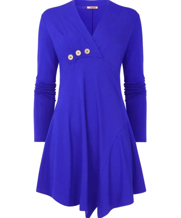 Shop Women's Collection | Tops, Tunics & Blouses | Top Picks | Women's Joe Browns Button Detail Tunic Top Cobalt / Red / Black