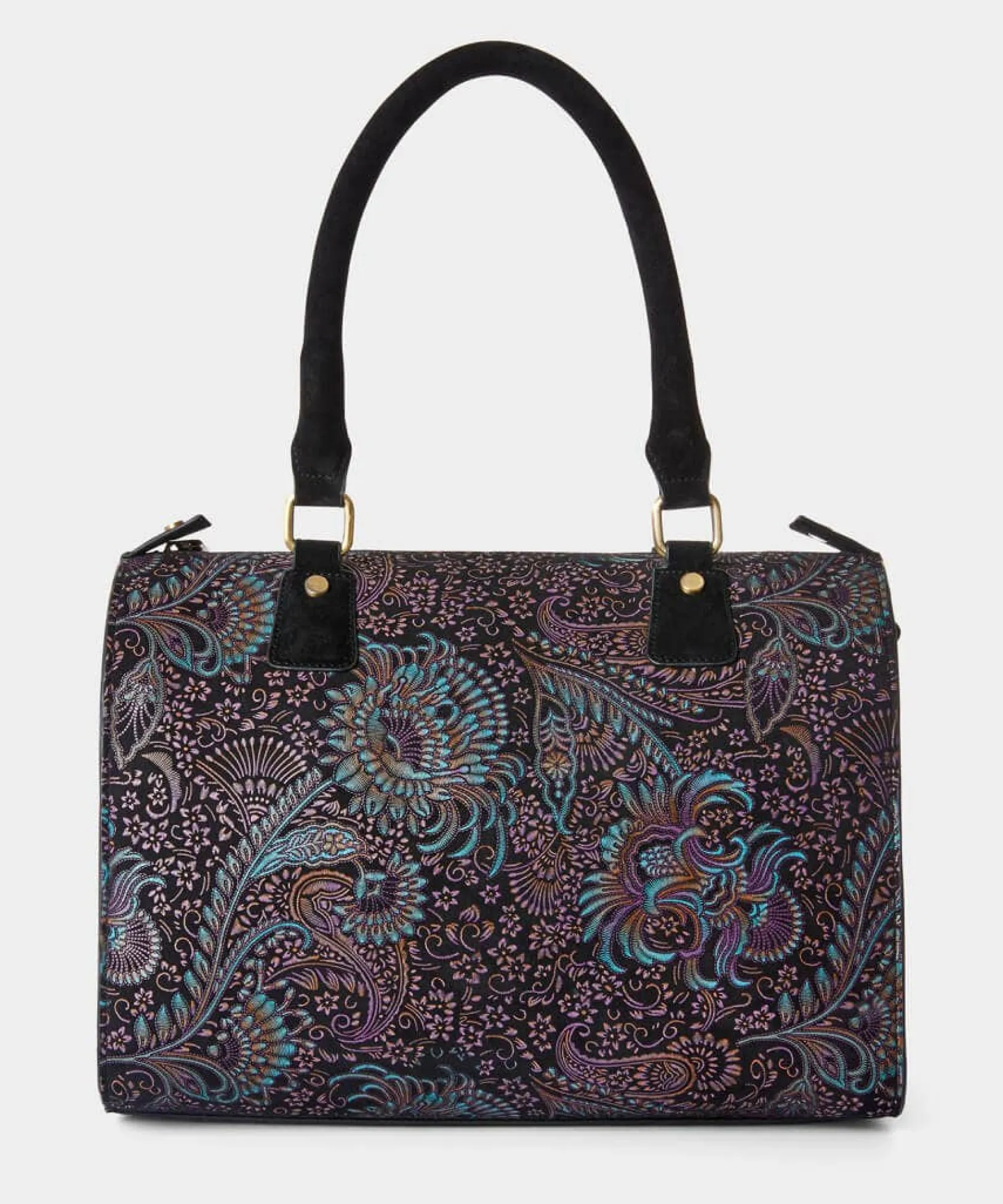 carmen_print_suede_weeken_0.webp Handbags & Purses | Accessories & Jewellery | Women's | Women's Joe Browns Carmen Print Suede Weekender Bag Black Multi