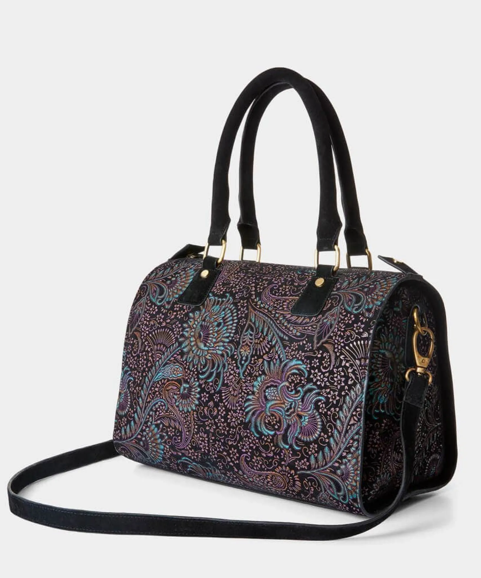 carmen_print_suede_weeken_2.webp Handbags & Purses | Accessories & Jewellery | Women's | Women's Joe Browns Carmen Print Suede Weekender Bag Black Multi