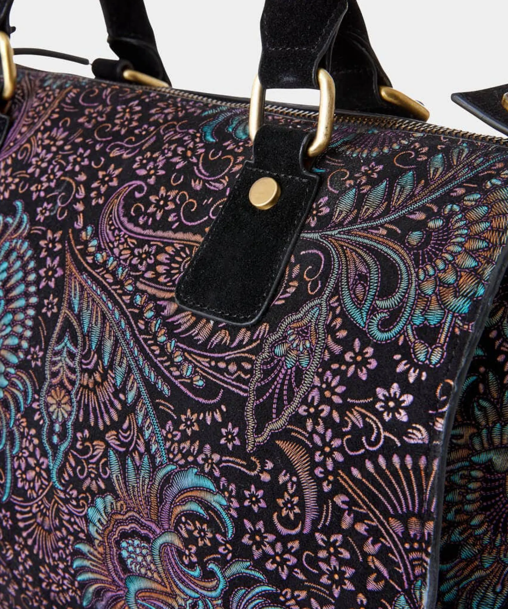 carmen_print_suede_weeken_3.webp Handbags & Purses | Accessories & Jewellery | Women's | Women's Joe Browns Carmen Print Suede Weekender Bag Black Multi