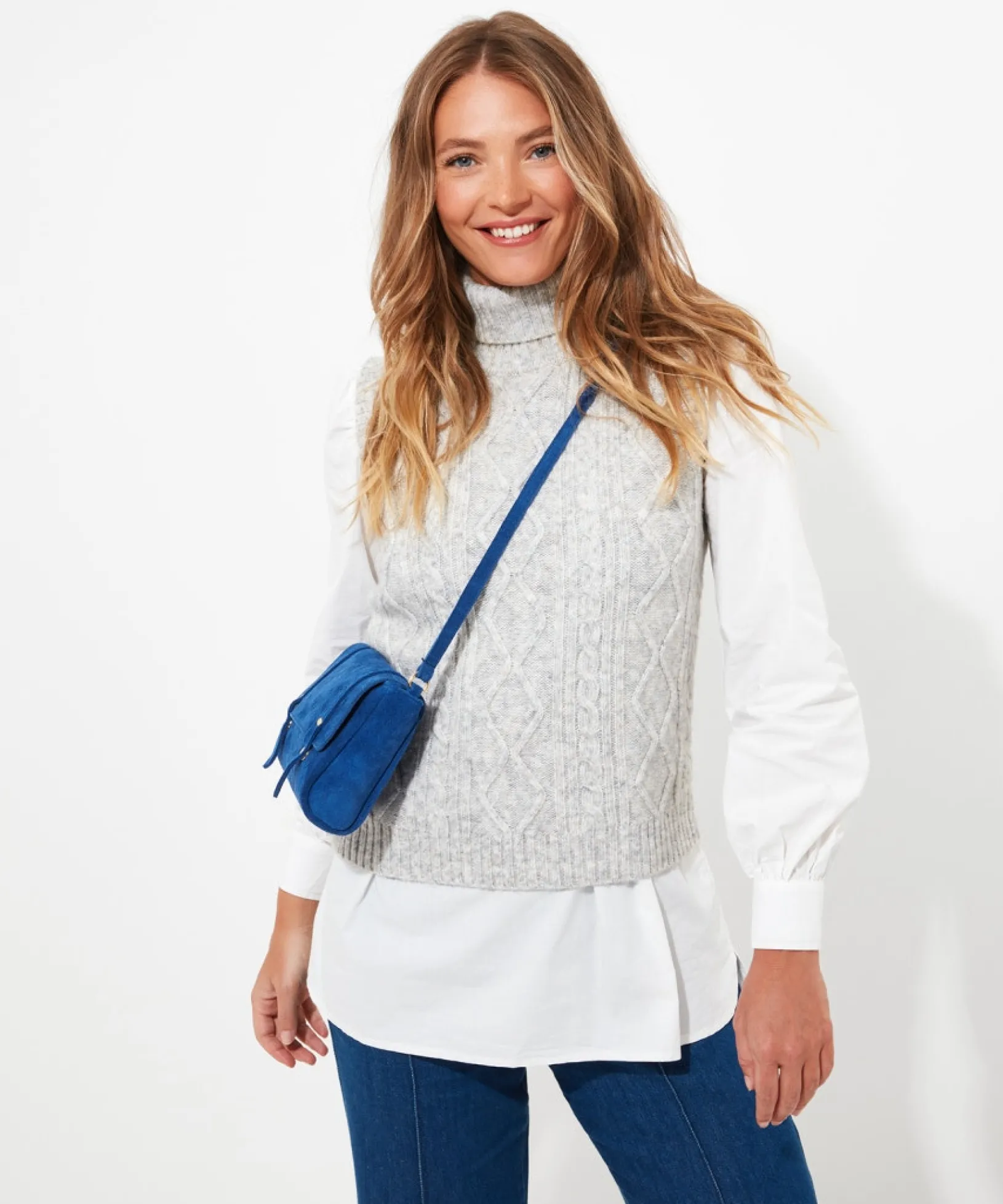 charming_cable_knit_vest_0.webp Cardigans & Coatigans | Sale Knitwear & Jumpers | Top Picks | Women's Joe Browns Charming Cable Knit Vest Grey
