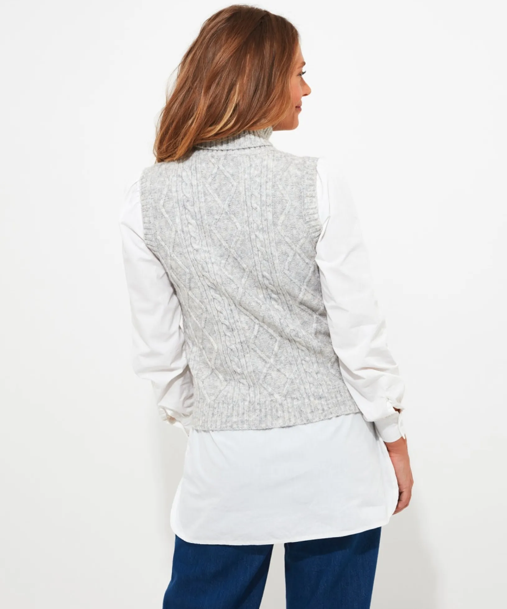 charming_cable_knit_vest_4.webp Cardigans & Coatigans | Sale Knitwear & Jumpers | Top Picks | Women's Joe Browns Charming Cable Knit Vest Grey