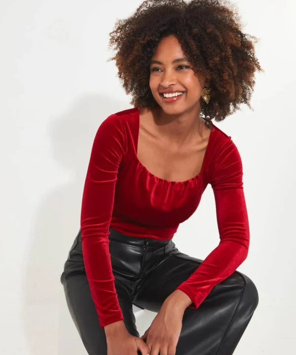 Shop Women's Collection | Occasion Outfits | Tops, Tunics & Blouses | Sale Tops, Tunics & Blouses | Top Picks | Top Picks | Women's | Women's Joe Browns Christa Velour Top Red