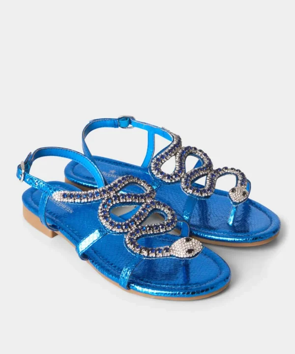 Sale Boots & Shoes | Women's Joe Browns Cleo Diamante Snake Sandals Blue Multi