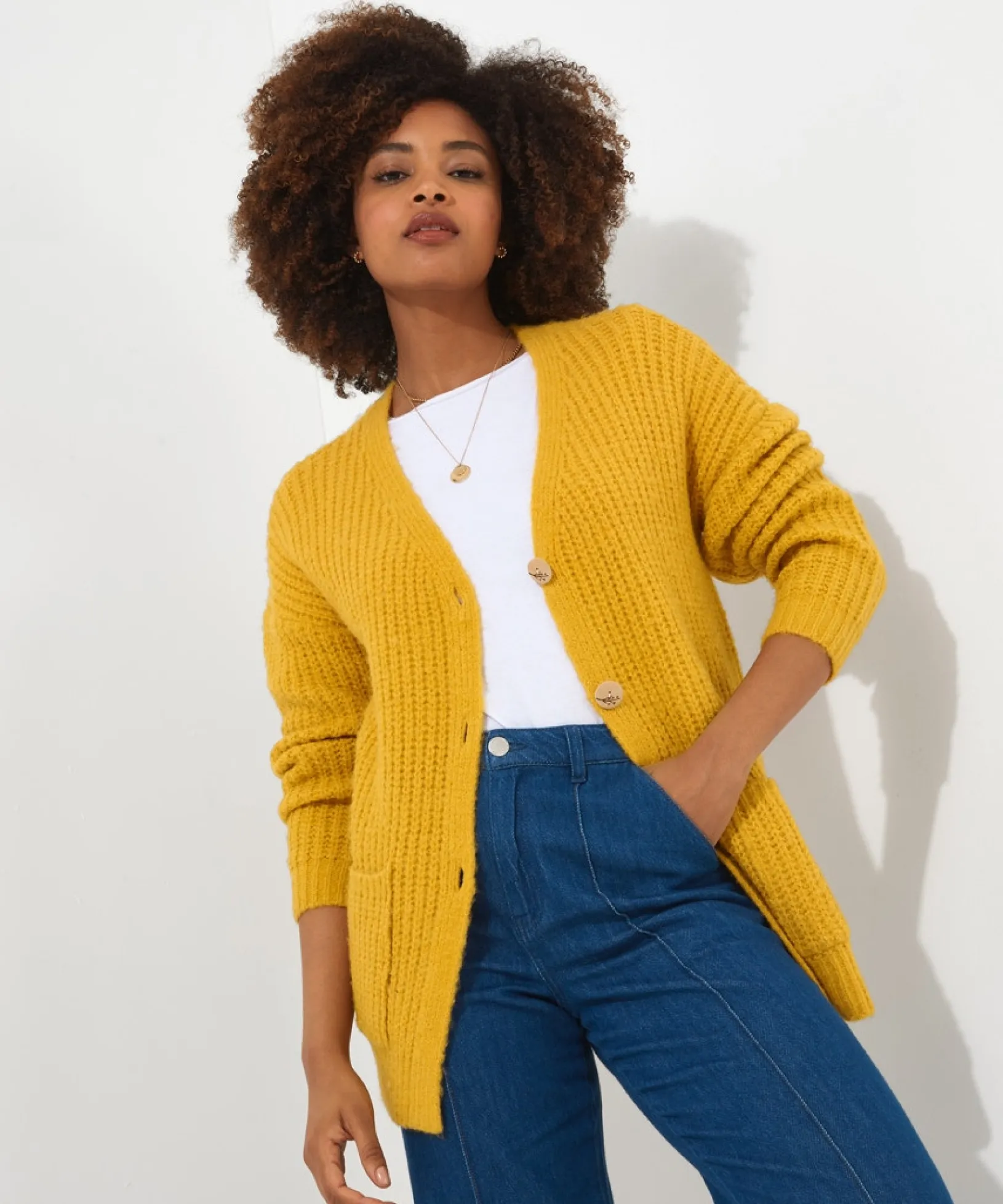 cool_cosy_knit_cardigan_3.webp Cardigans & Coatigans | Sale Knitwear & Jumpers | Top Picks | Women's Joe Browns Cool Cosy Knit Cardigan Ochre
