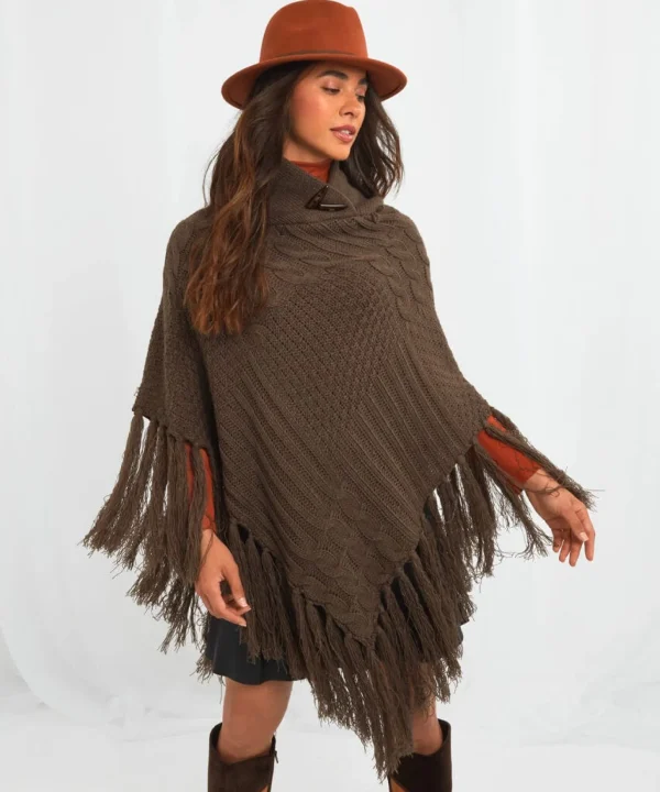 Sale Accessories & Jewellery | Women's Joe Browns Cosy And Chic Chunky Poncho Chocolate