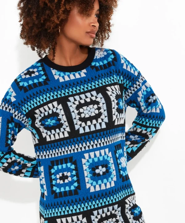 Tops, Tunics & Blouses | Sale Tops, Tunics & Blouses | Women's | Women's Joe Browns Crochet Effect Sweat Tunic Dress Blue