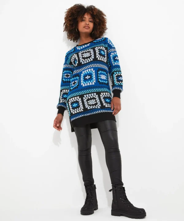 Tops, Tunics & Blouses | Sale Tops, Tunics & Blouses | Women's | Women's Joe Browns Crochet Effect Sweat Tunic Dress Blue