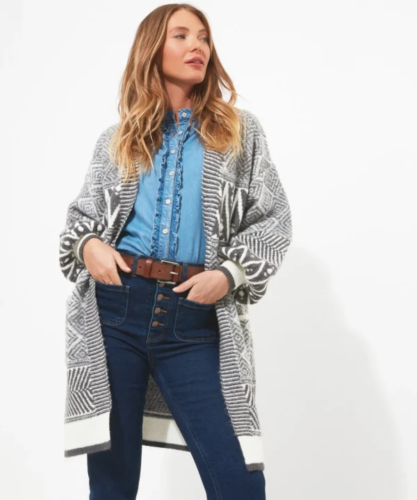 Cardigans & Coatigans | Sale Knitwear & Jumpers | Top Picks | Women's Joe Browns Dazzling Geo Balloon Sleeve Cardigan Grey