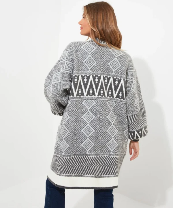 Cardigans & Coatigans | Sale Knitwear & Jumpers | Top Picks | Women's Joe Browns Dazzling Geo Balloon Sleeve Cardigan Grey