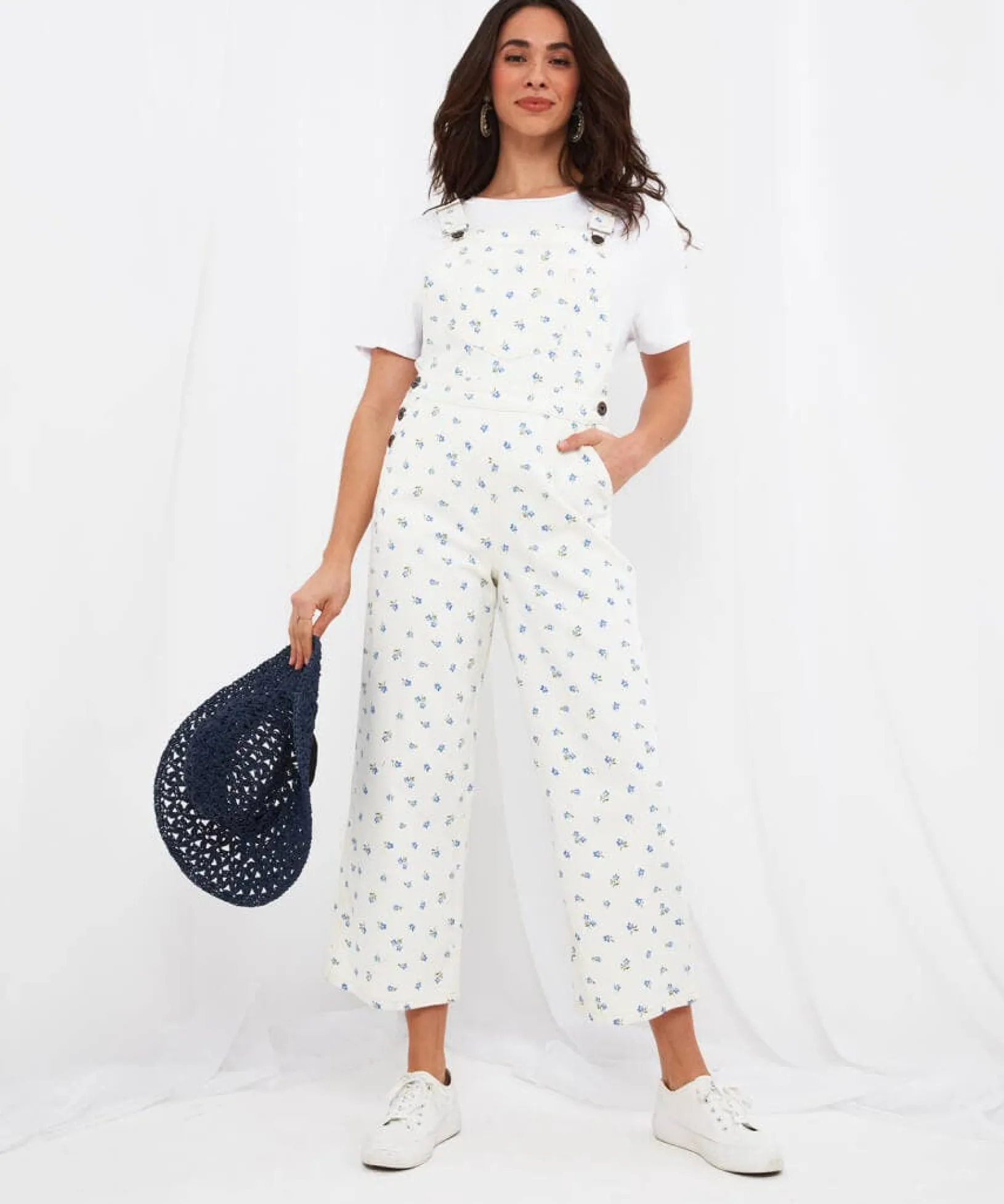 ditsy_daydream_dungarees_6.webp Sale Jumpsuits | Sale Jeans & Trousers | Women's | Women's Joe Browns Ditsy Daydream Dungarees Multi
