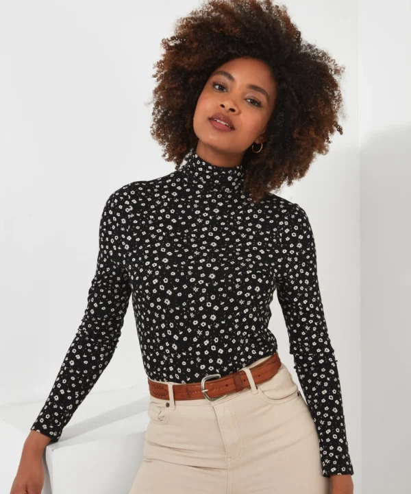 Tops, Tunics & Blouses | Sale Tops, Tunics & Blouses | Women's | Women's Joe Browns Ditsy Floral Roll Neck Black