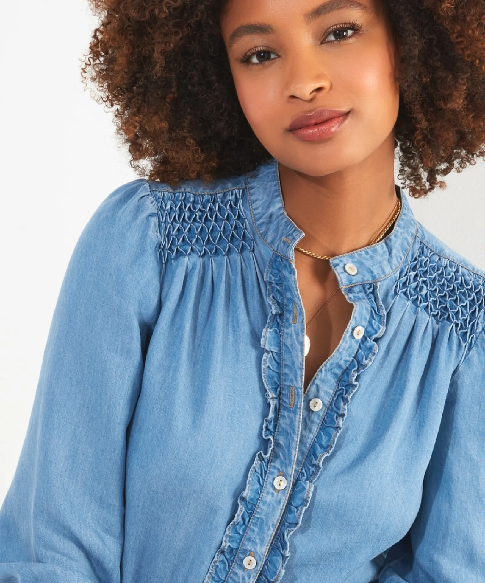 dixie_denim_blouse_0.webp Denim Styles | Tops, Tunics & Blouses | Sale Tops, Tunics & Blouses | Women's | Women's | Women's Joe Browns Dixie Denim Blouse Blue