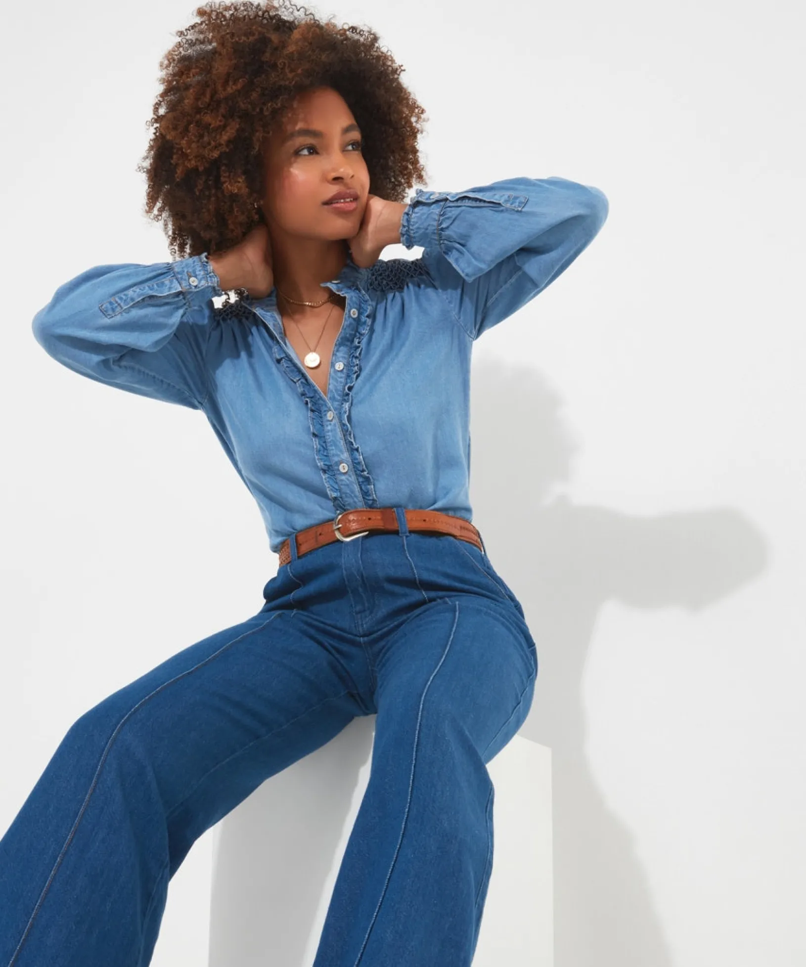 dixie_denim_blouse_5.webp Denim Styles | Tops, Tunics & Blouses | Sale Tops, Tunics & Blouses | Women's | Women's | Women's Joe Browns Dixie Denim Blouse Blue