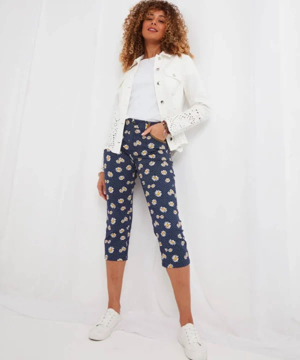 Sale Jeans & Trousers | Women's Joe Browns Dots And Daisies Crop Trousers Blue