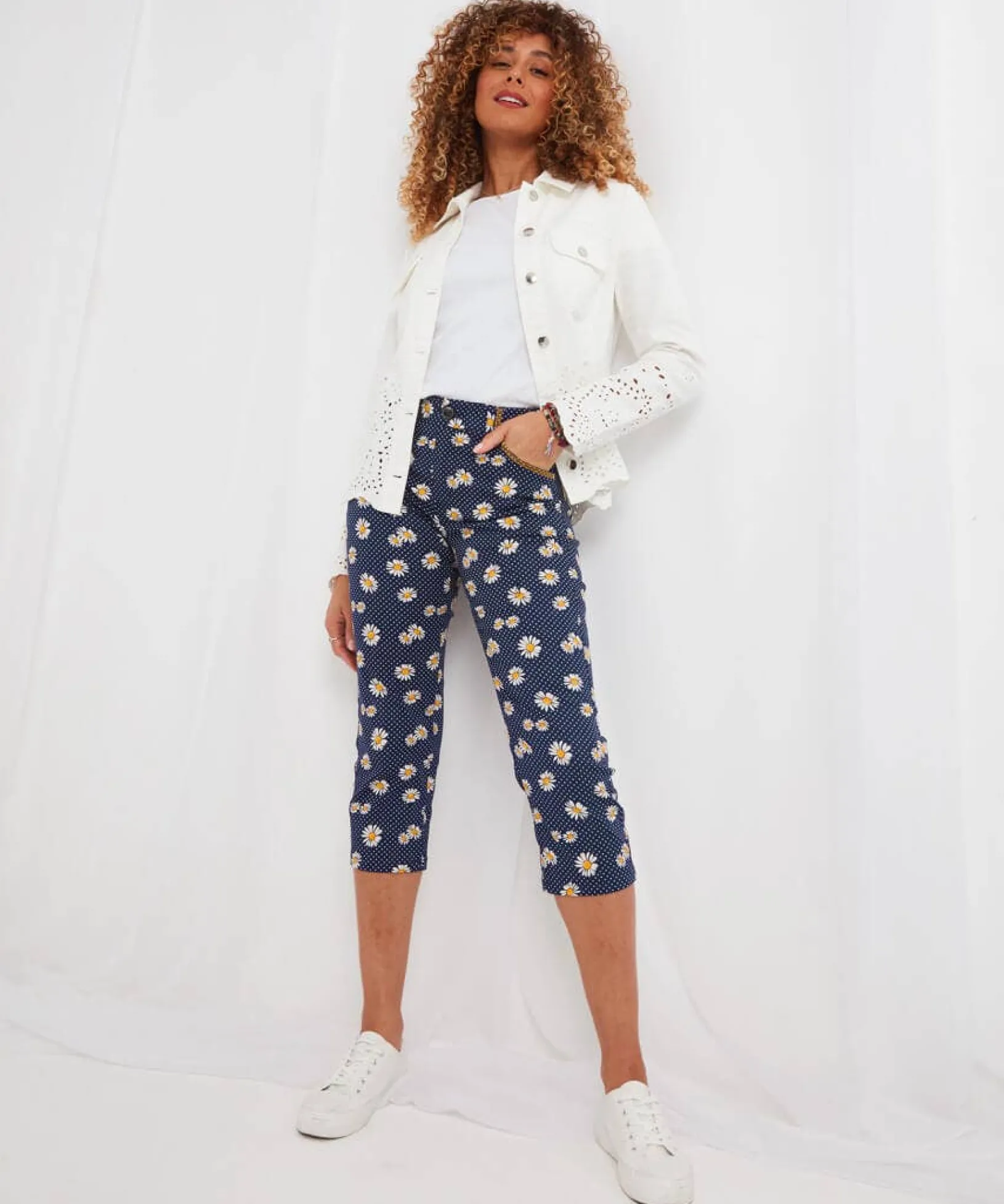 dots_and_daisies_crop_tro_0.webp Sale Jeans & Trousers | Women's Joe Browns Dots And Daisies Crop Trousers Blue