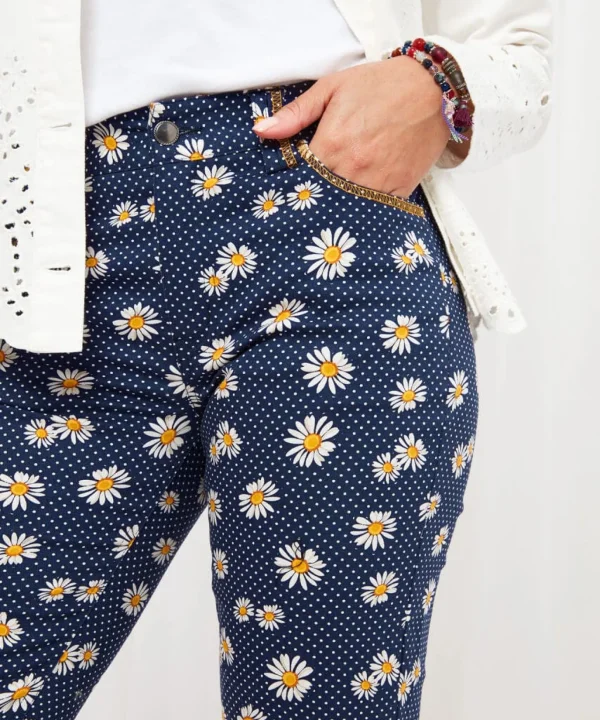 Sale Jeans & Trousers | Women's Joe Browns Dots And Daisies Crop Trousers Blue