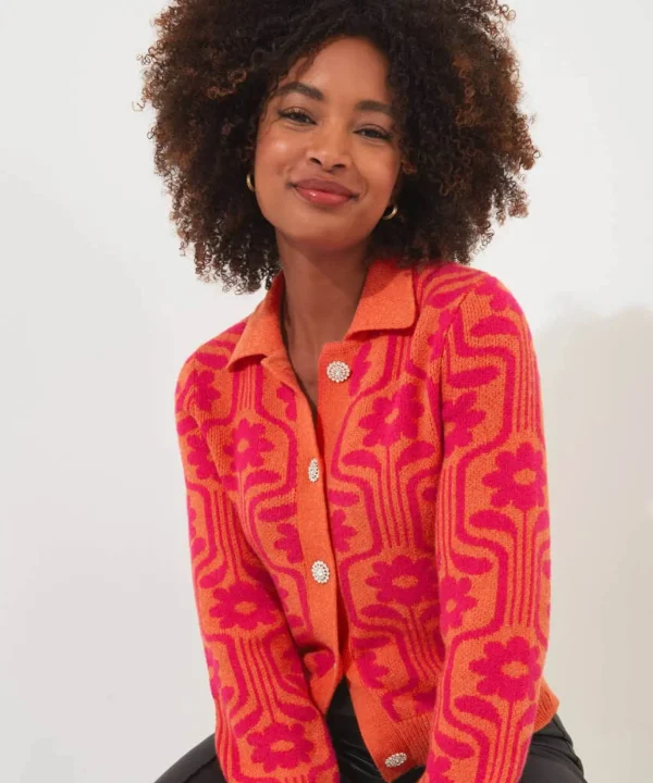 Shop Women's Collection | Cardigans & Coatigans | Top Picks | Top Picks Joe Browns Dreamy Daisy Cardigan Orange
