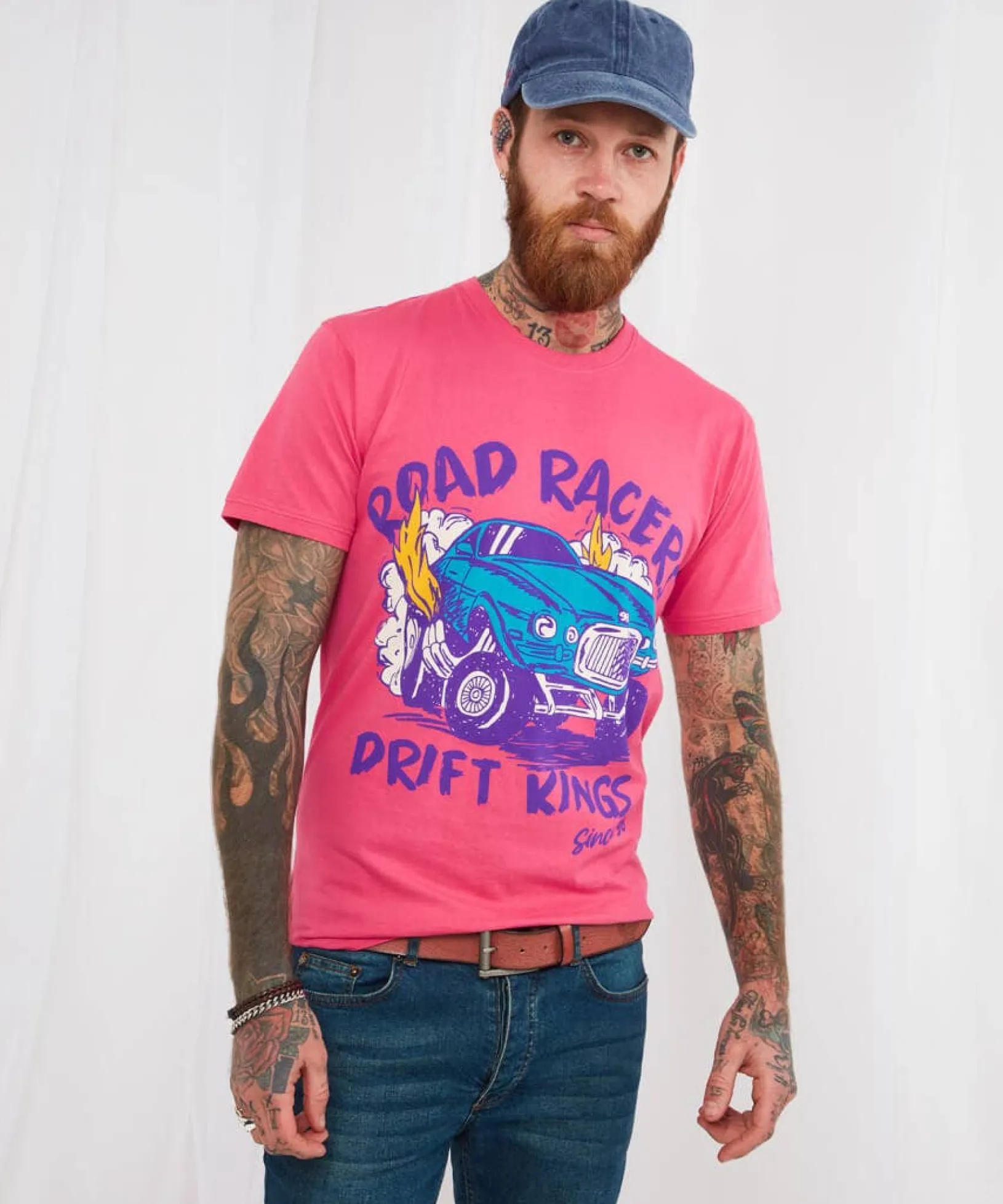drift_kings_tee_0.webp Sale Tops & T-Shirts | Men,s Joe Browns Drift Kings Tee Pink
