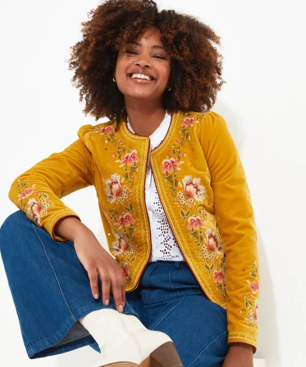 Coats & Jackets | Shop Blazers | Sale Coats & Jacket | Women's | Women's | Women's Joe Browns Elegantly Embroidered Boutique Jacket Yellow