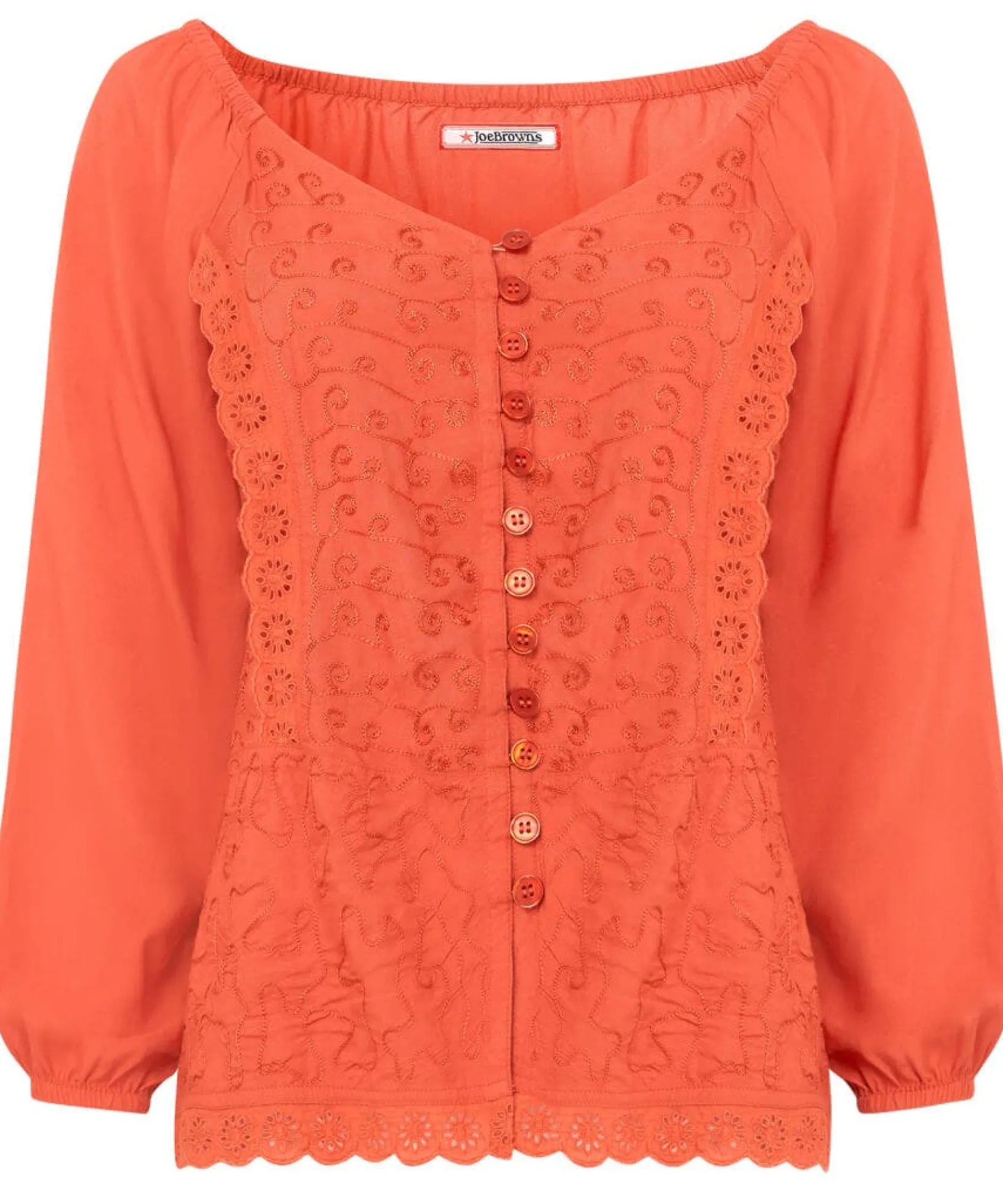 embroidered_elegance_top_1.webp Sale Tops, Tunics & Blouses | Women's Joe Browns Embroidered Elegance Top Orange / White