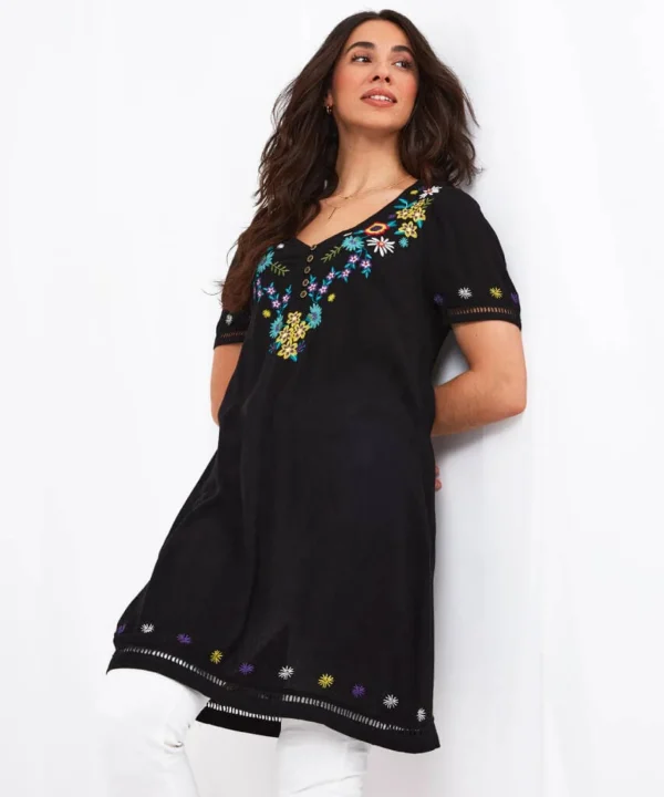 Sale Tops, Tunics & Blouses | Women's Joe Browns Embroidered Flora Tunic Black