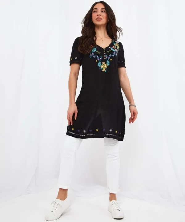 Sale Tops, Tunics & Blouses | Women's Joe Browns Embroidered Flora Tunic Black