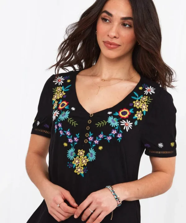 Sale Tops, Tunics & Blouses | Women's Joe Browns Embroidered Flora Tunic Black