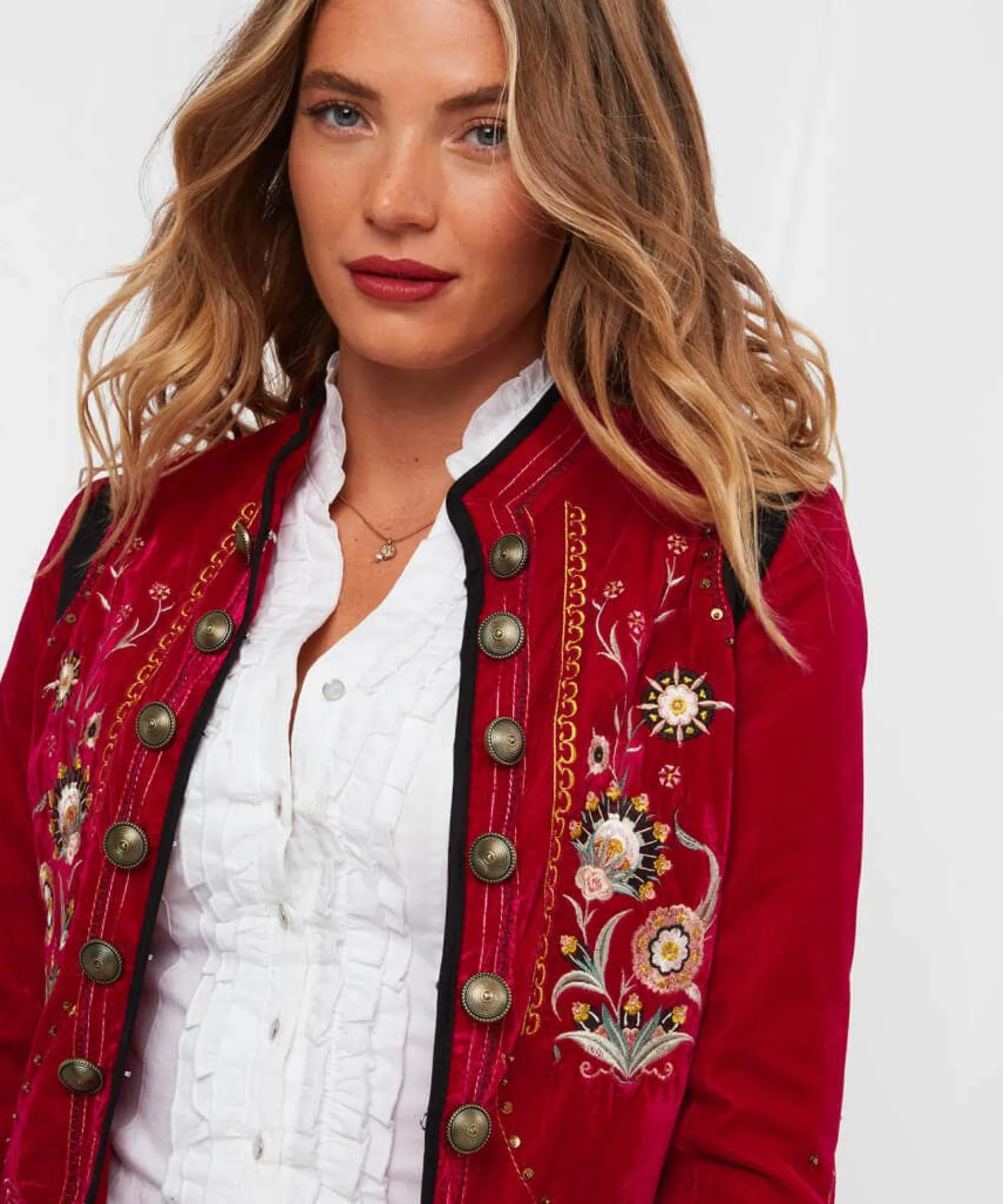 enchanting_embroidered_ja_4.webp Shop Blazers | Sale Coats & Jacket | Women's | Women's Joe Browns Enchanting Embroide Jacket Red