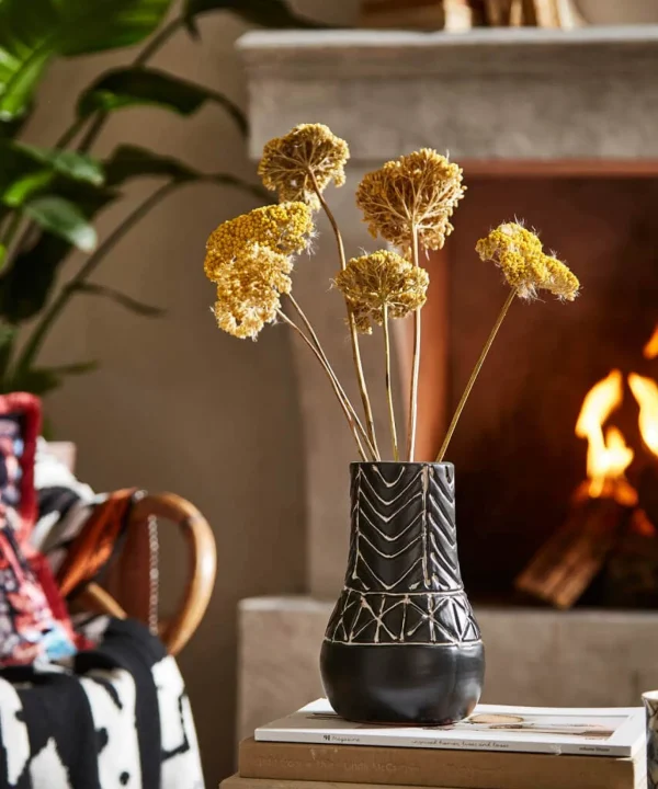 Living Room | Bedroom | Endless Sunsets | Nature Décor | Home Accessories | Home | Home | Home | Home | Home Joe Browns Endless Mono Coloured Etched Pattern Vase Black