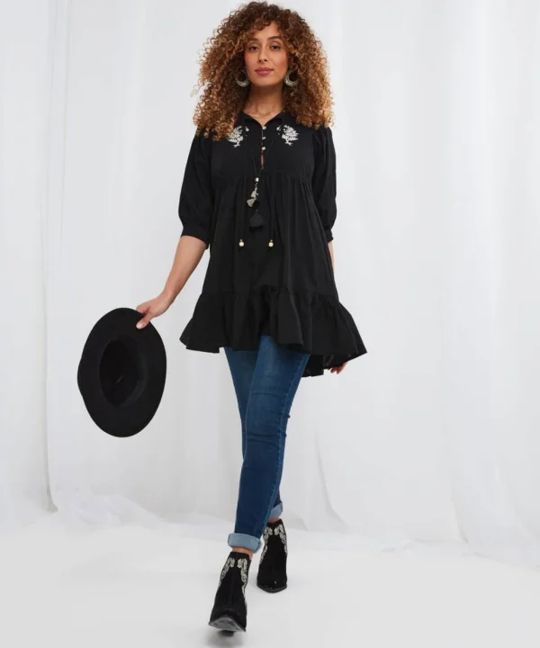 Sale Tops, Tunics & Blouses | Women's Joe Browns Erin Embroidered Tunic Black