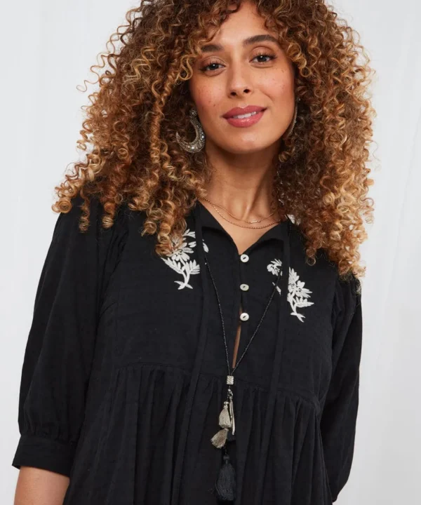 Sale Tops, Tunics & Blouses | Women's Joe Browns Erin Embroidered Tunic Black
