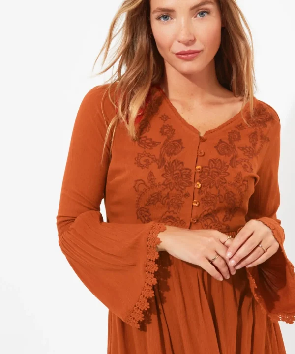 Shop Women's Collection | Tops, Tunics & Blouses | Sale Tops, Tunics & Blouses | Top Picks | Women's | Women's Joe Browns Ever So Pretty Embroidered Tunic Top Orange
