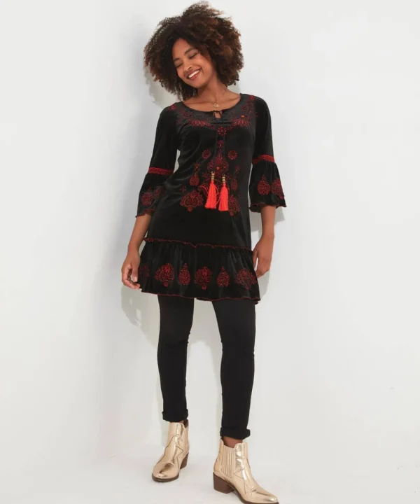 Shop Women's Collection | Velvet & Devor茅 Dresses | Boho Dresses | Party Dresses | Occasion Outfits | Tops, Tunics & Blouses | Dresses | Sale Tops, Tunics & Blouses | Top Picks | Top Picks | Top Picks | Top Picks | Top Picks | Women's | Women's | Women's Joe Browns Evie Embroidered Tunic Black