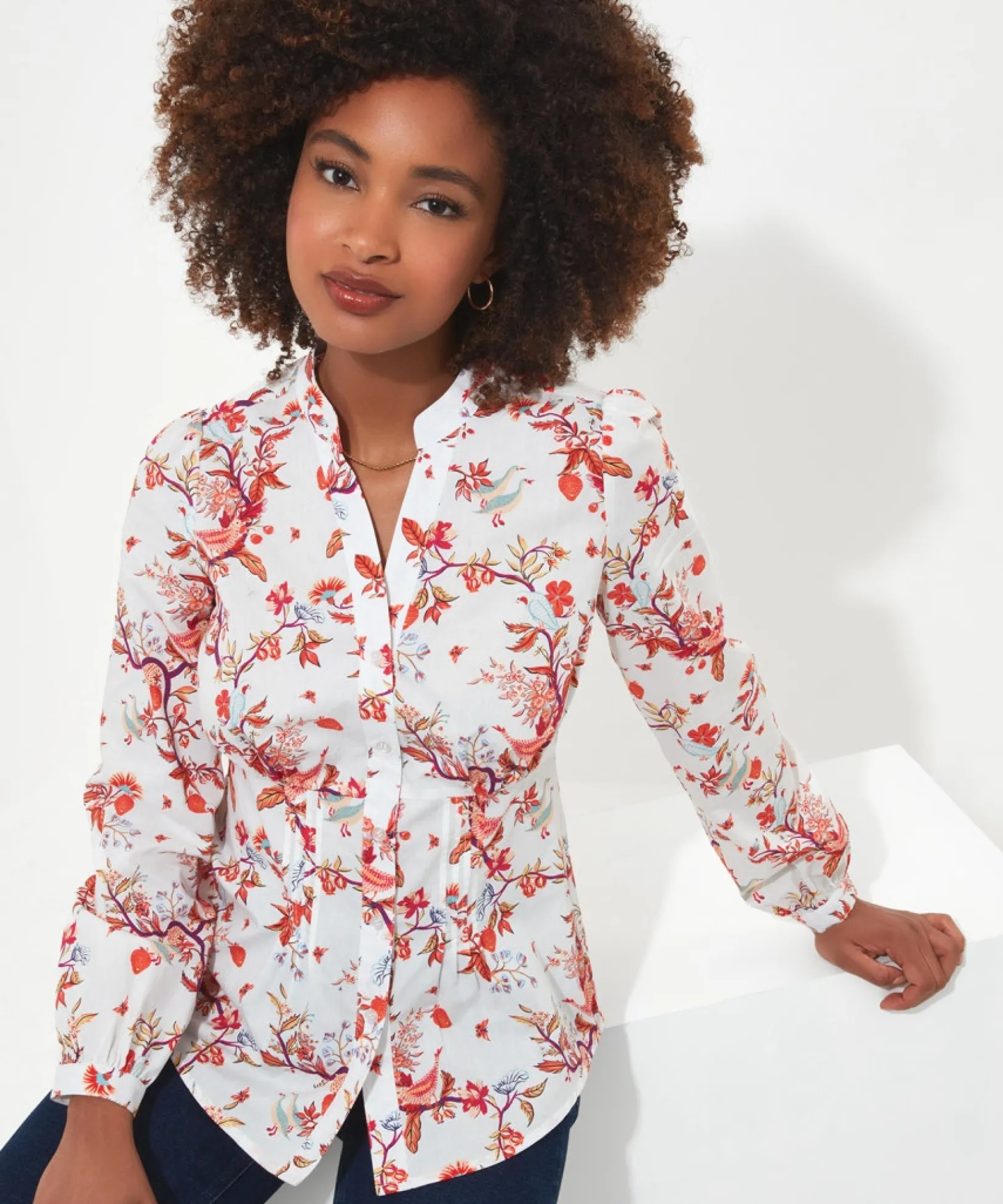 exotic_birds_shirt_0.webp Tops, Tunics & Blouses | Sale Tops, Tunics & Blouses | Women's | Women's Joe Browns Exotic Birds Shirt White