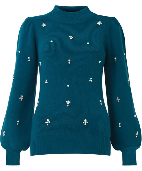 Shop Women's Collection | Occasion Outfits | Cardigans & Coatigans | Sale Knitwear & Jumpers | Top Picks | Top Picks | Top Picks | Women's Joe Browns Exquisite Embellished Jumper Teal