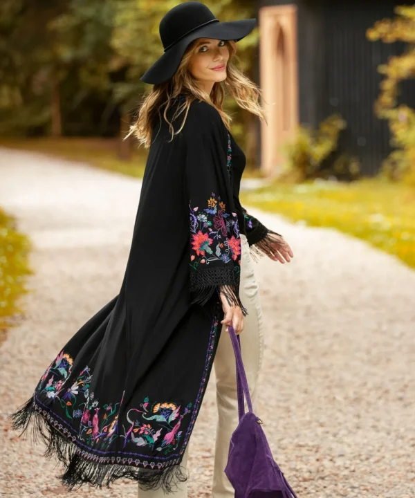 Tops, Tunics & Blouses | Sale Tops, Tunics & Blouses | Women's | Women's Joe Browns Exquisite Embroidered Kimono Black