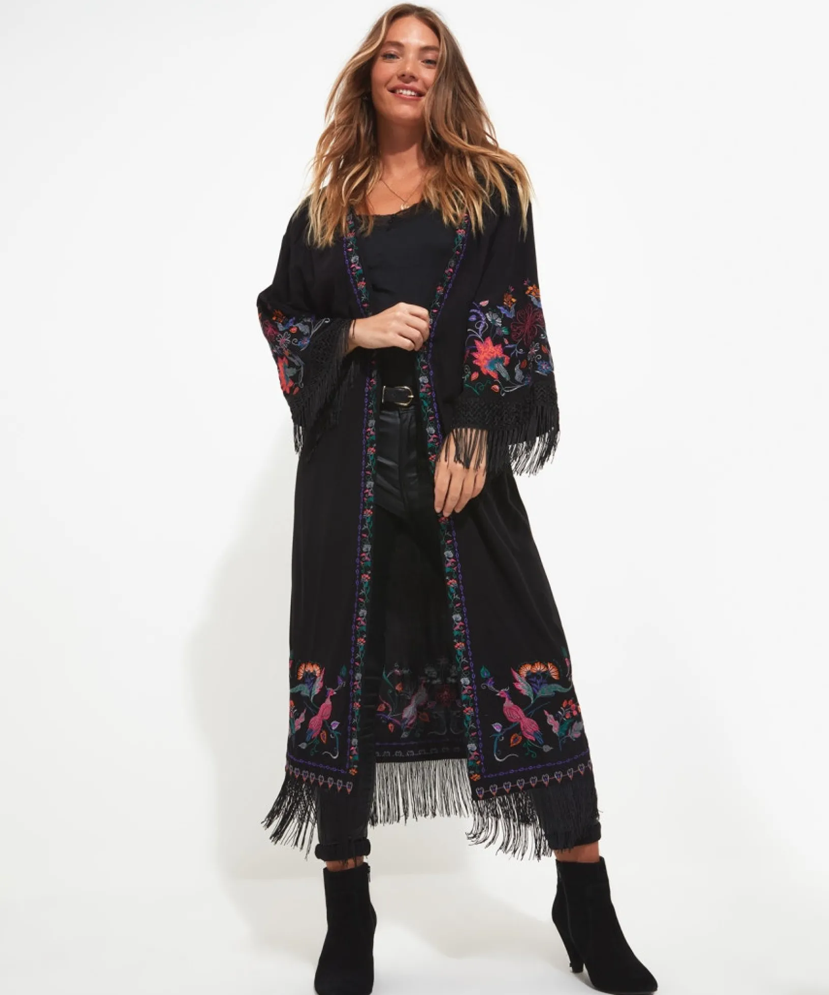 exquisite_embroidered_kim_3.webp Tops, Tunics & Blouses | Sale Tops, Tunics & Blouses | Women's | Women's Joe Browns Exquisite Embroidered Kimono Black