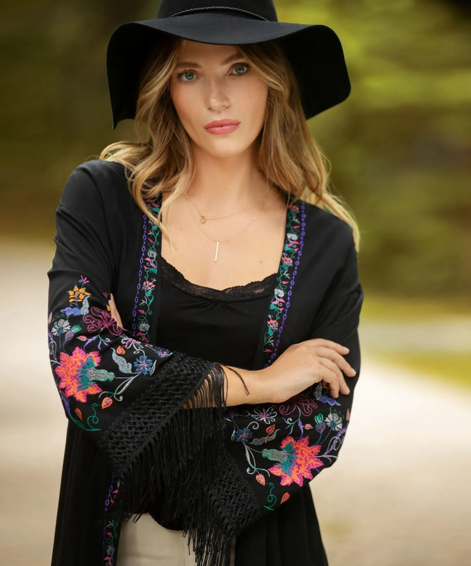 exquisite_embroidered_kim_6.webp Tops, Tunics & Blouses | Sale Tops, Tunics & Blouses | Women's | Women's Joe Browns Exquisite Embroidered Kimono Black