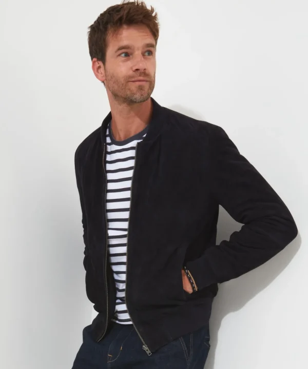Shop Men's Collection | Leather Jackets | Layering Essentials | Coats & Jackets | Top Picks | Men，s | Men，s | Men，s Joe Browns Exquisite Premium Suede Bomber Navy