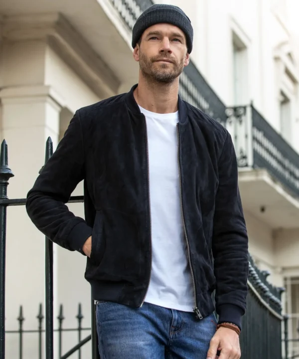Shop Men's Collection | Leather Jackets | Layering Essentials | Coats & Jackets | Top Picks | Men，s | Men，s | Men，s Joe Browns Exquisite Premium Suede Bomber Navy