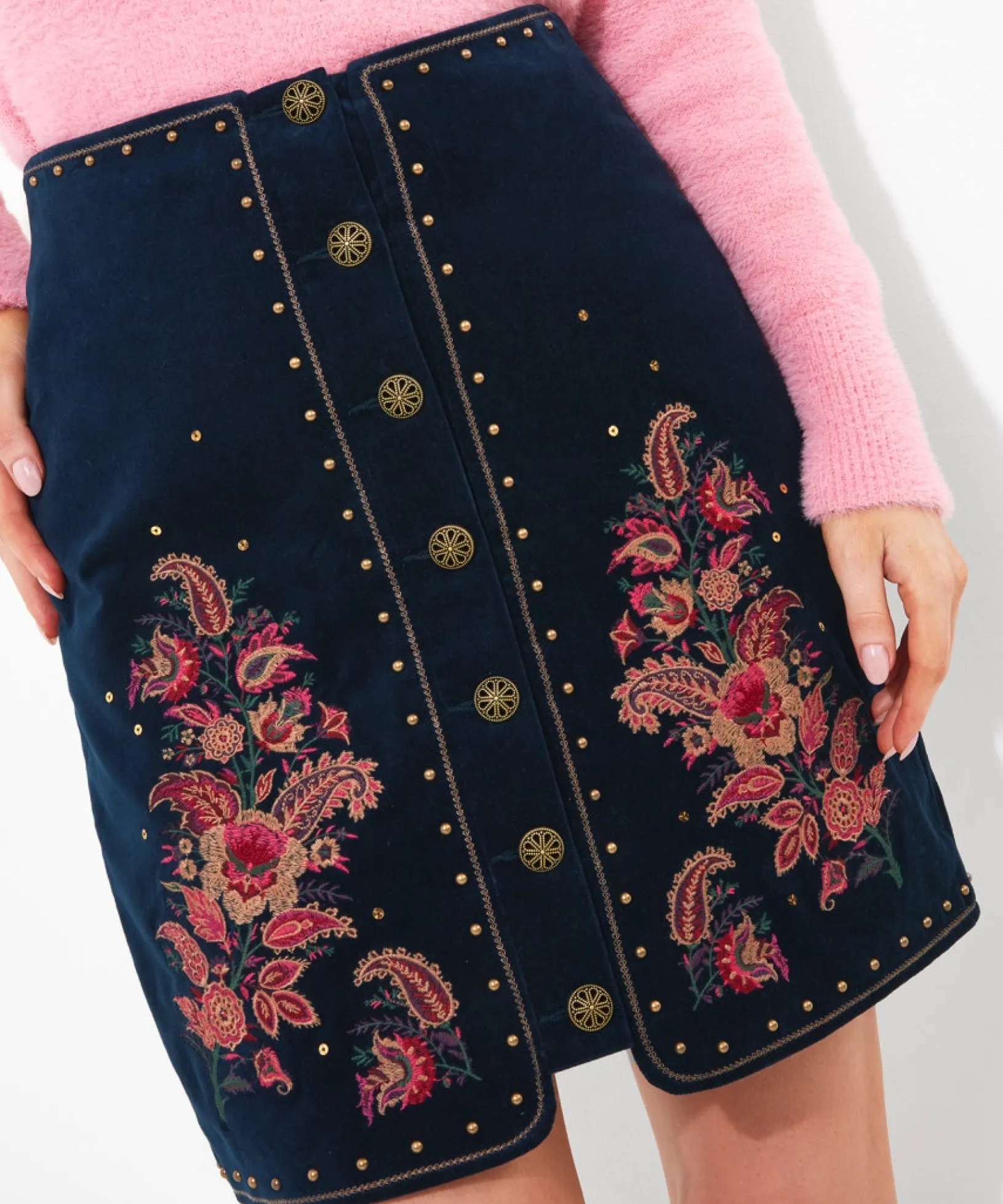 extraordinary_embroidered_3.webp Skirts | Sale Skirts | Women's | Women's Joe Browns Extraordinary Embroidered Skirt Navy