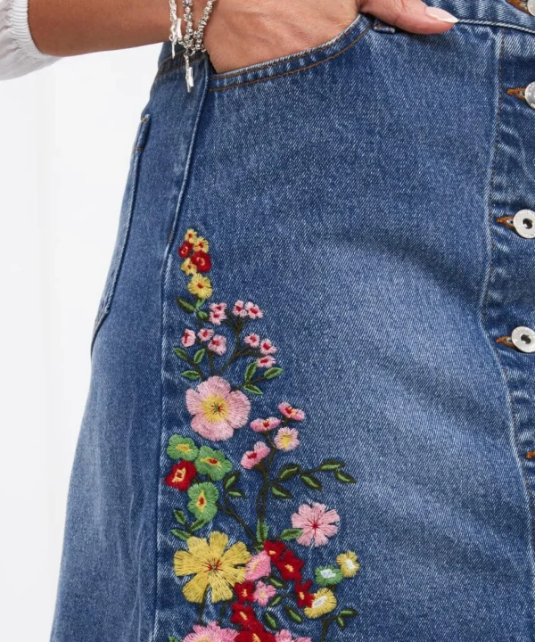 Sale Skirts | Women's Joe Browns Fabulous Flora Denim Skirt Blue