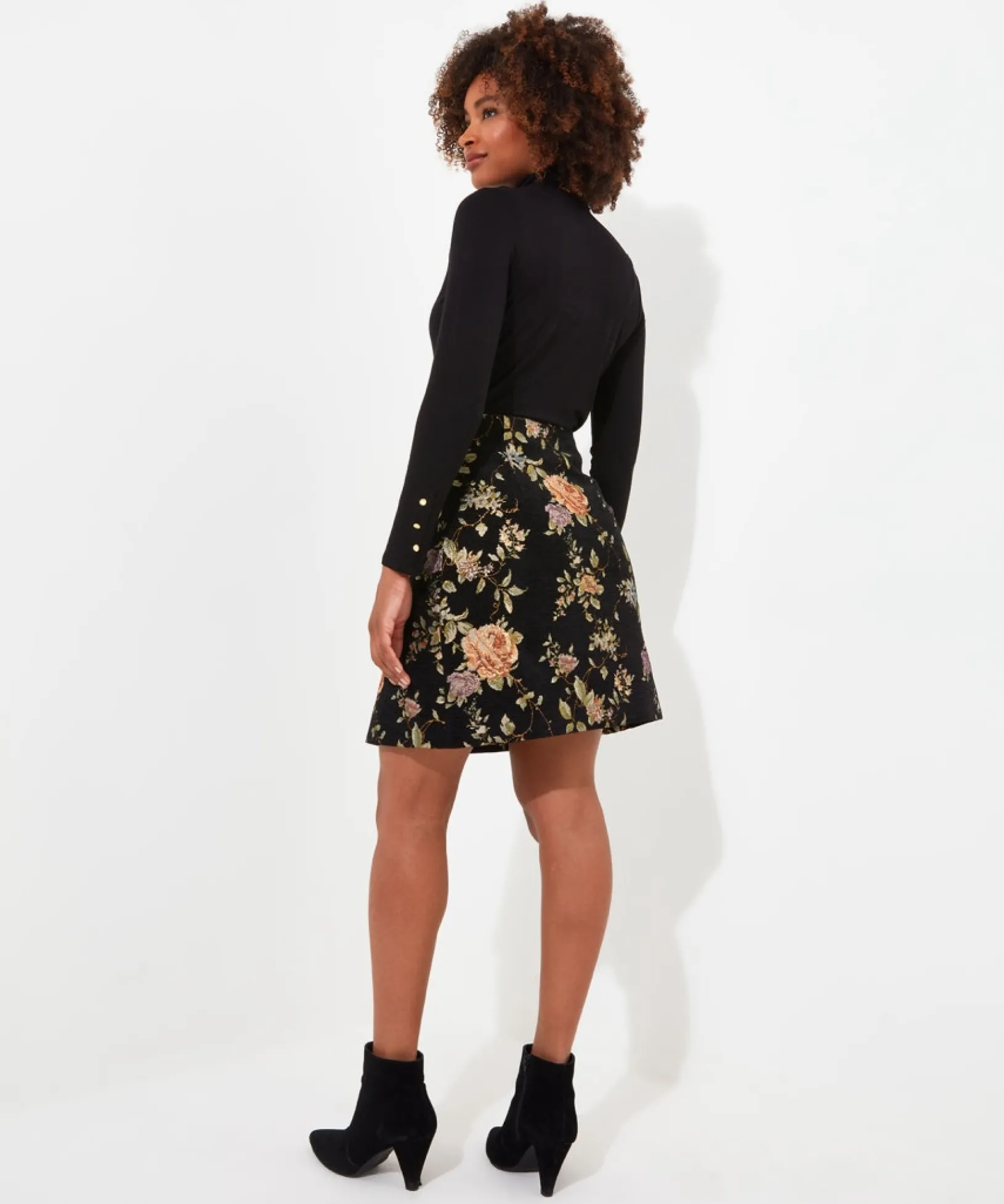 fabulous_floral_skirt_4.webp Skirts | Sale Skirts | Women's | Women's Joe Browns Fabulous Floral Skirt Black