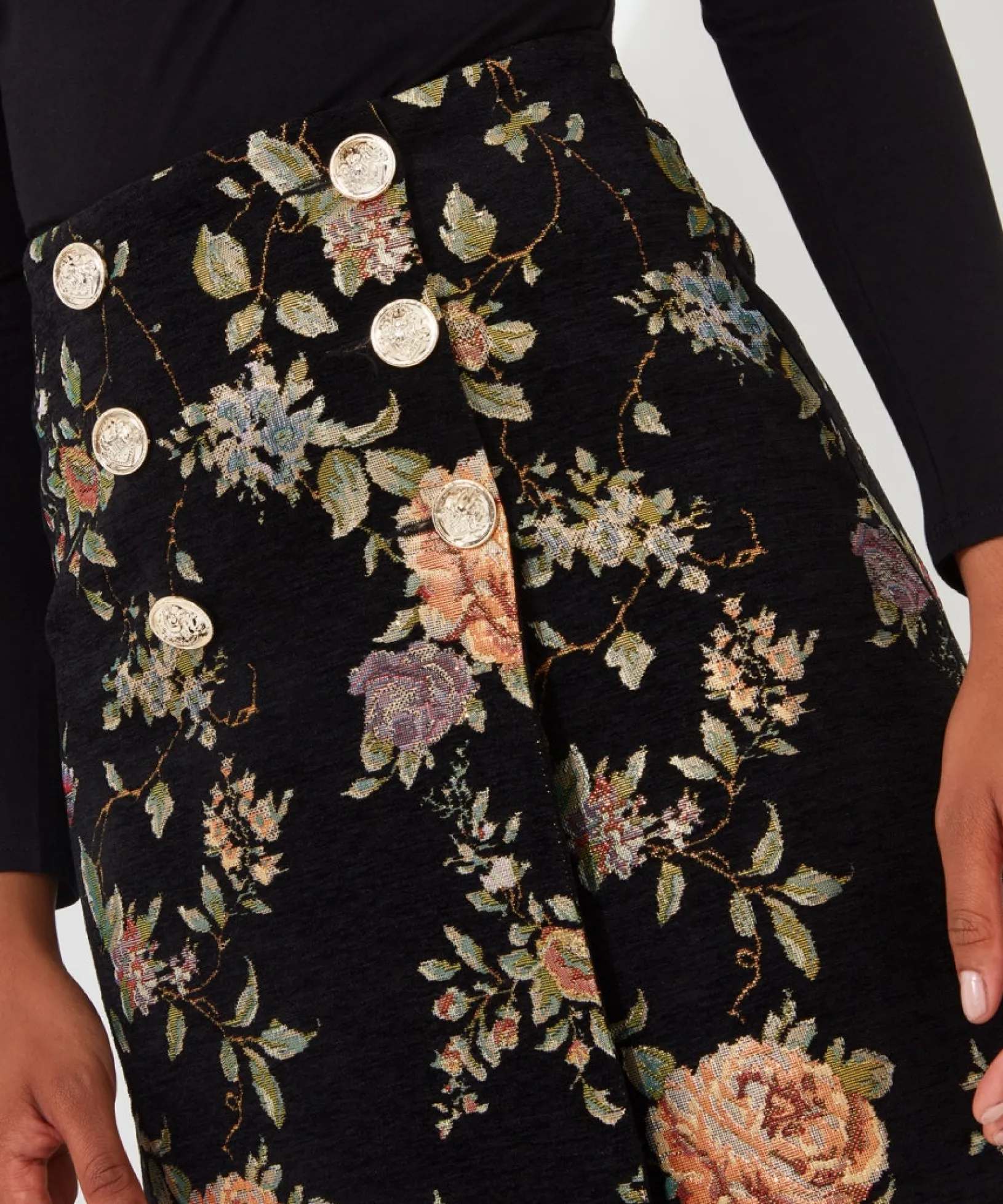 fabulous_floral_skirt_5.webp Skirts | Sale Skirts | Women's | Women's Joe Browns Fabulous Floral Skirt Black